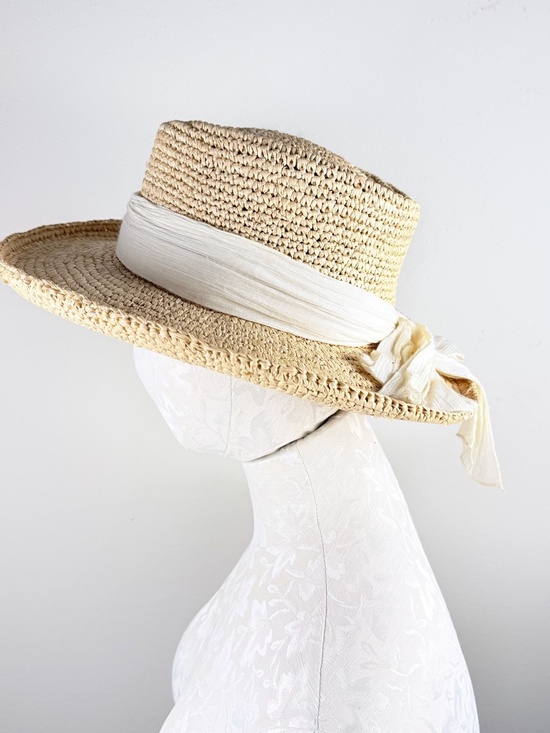 Scala Manarola OS Wide Brim Raffia Straw Hat With Cream Band main image 6